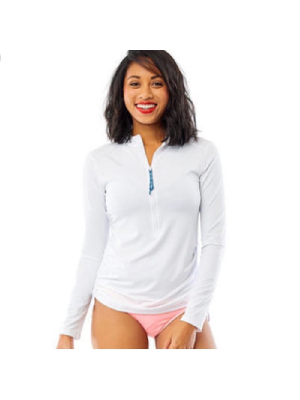 Carve Designs Cruz Rashguard Womens XL White Long Sleeve UPF 50 Quarter Zip
